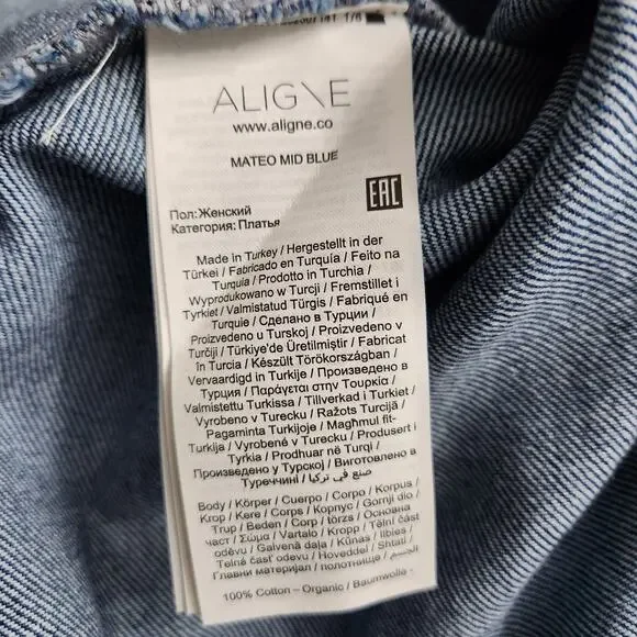 NWT ALIGNE Anthropologie Mateo Asymmetrical Denim Midi Shirt Dress Size 6 - Picture 3 of 7